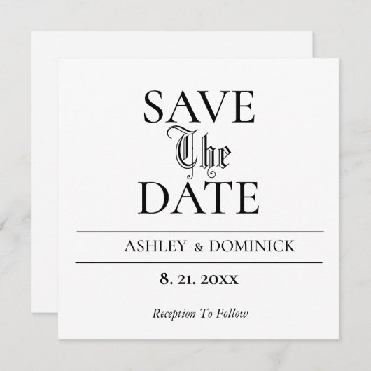 Ancien Élégant Enregistrer La Carte Mariage Date (Devant / Derrière)