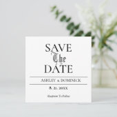 Ancien Élégant Enregistrer La Carte Mariage Date (Debout devant)