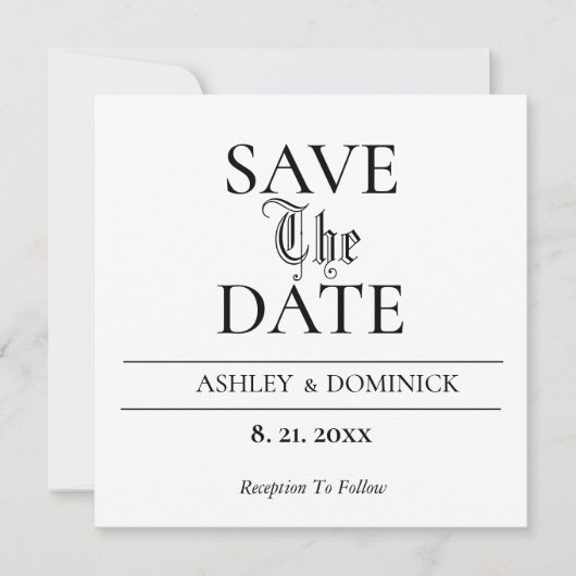 Ancien Élégant Enregistrer La Carte Mariage Date (Devant)