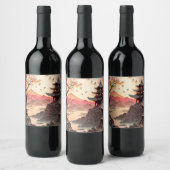 Ancien Étiquette de vin coupé de papier de scène c (Bouteilles)