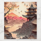 Ancien Étiquette de vin coupé de papier de scène c (Étiquettes simples)