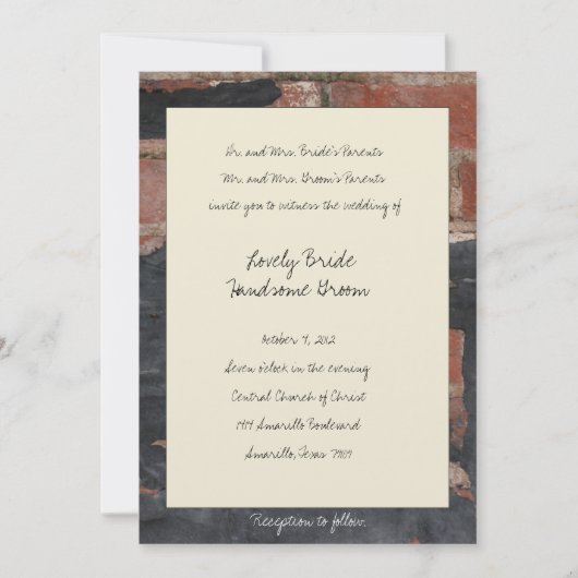 Ancien Faire-part de mariage de brique rouge (Devant)