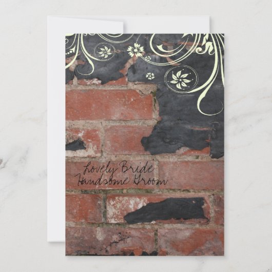 Ancien Faire-part de mariage de brique rouge (Dos)