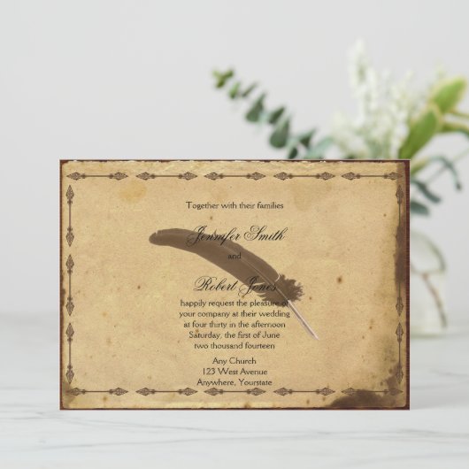 Ancien Faire-part de mariage de la Quill Parchment (Debout devant)