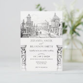 Ancien faire-part de mariage de la ville grecque (Debout devant)