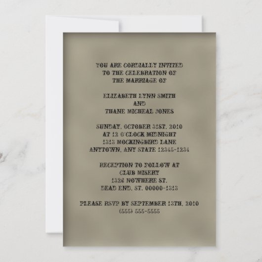 Ancien Faire-part de mariage de look Embossé Or (Dos)