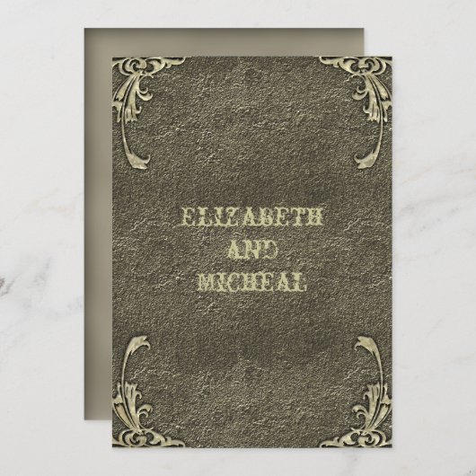 Ancien Faire-part de mariage de look Embossé Or (Devant / Derrière)