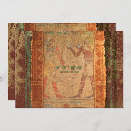 Ancien Faire-part de mariage égyptien des hiérogly (Devant / Derrière)