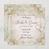 Ancien Faire-part de mariage Or populaire et éléga (Devant / Derrière)