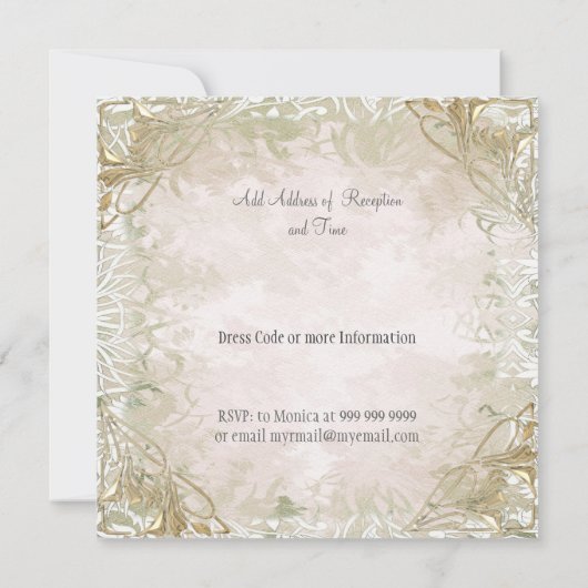 Ancien Faire-part de mariage Or populaire et éléga (Dos)