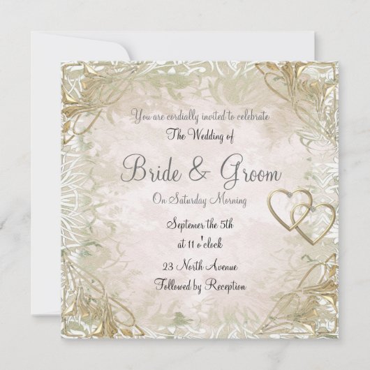 Ancien Faire-part de mariage Or populaire et éléga (Devant)