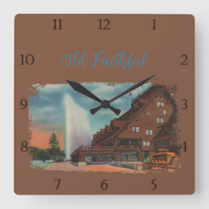 Ancien Foi Yellowstone Custom Carré Horloge murale