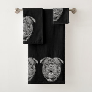 Ancien jeu de serviettes de bain pour chien de Bul