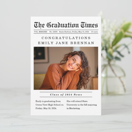 Ancien journal Faire-part de diplôme Invitation (Debout devant)