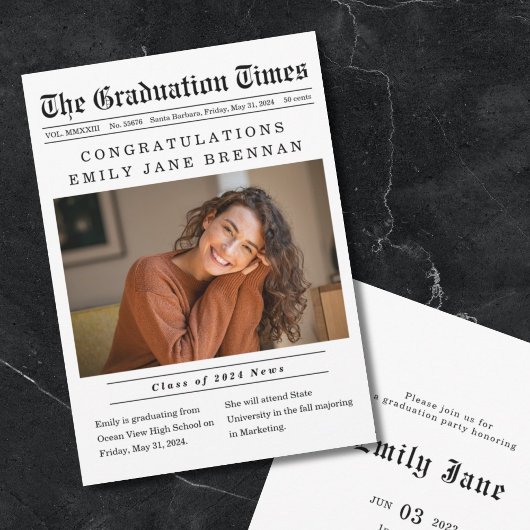 Ancien journal Faire-part de diplôme Invitation