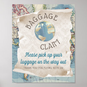 Ancien kaart baby shower favor teken poster