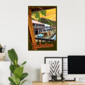Ancien Lahaina, Hawaii Poster de voyage Surf (Bureau à domicile)