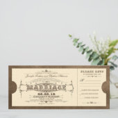 Ancien mariage vintage Invitation de billet (Debout devant)