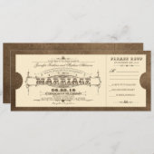 Ancien mariage vintage Invitation de billet (Devant / Derrière)