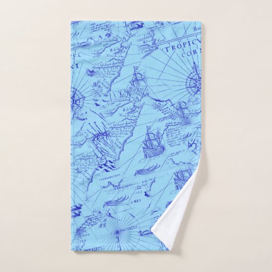 Ancien marine bleu navires et boussole (Serviette à main)