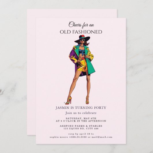 Ancien mode" Invitation d'anniversaire (Devant / Derrière)