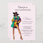 Ancien mode" Invitation d'anniversaire (Devant / Derrière)