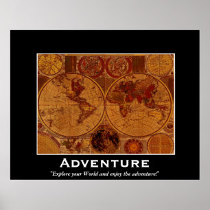 Ancien Monde Carte Poster Motivationnel
