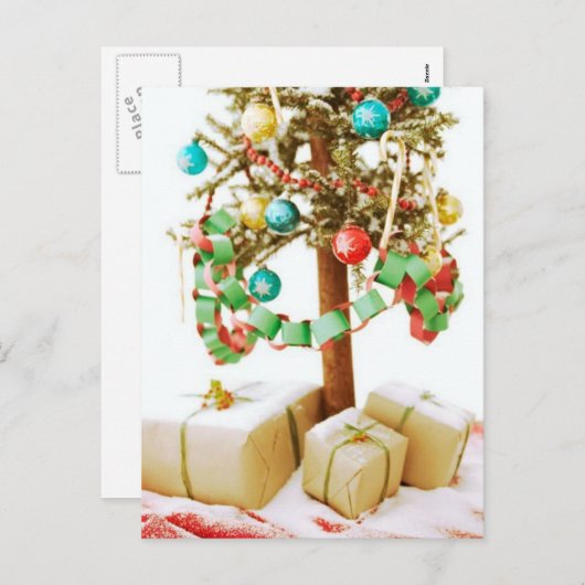 Ancien Noël Arbre Cartes et Stickers (Devant / Derrière)