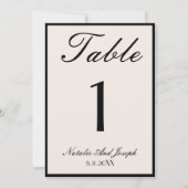 Ancien numéro de table de mariage en noir et crème (Dos)