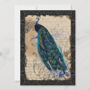 Ancien paon Enregistrer les cartes de dates - Noir