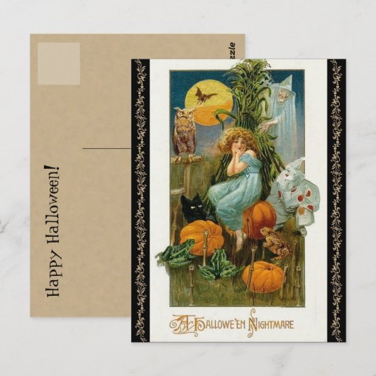 Ancien Patch Citrouille de mode, Carte postale Hal (Devant / Derrière)