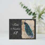 Ancien Peacock Réception Table Numéro Cartes Noir (Debout devant)