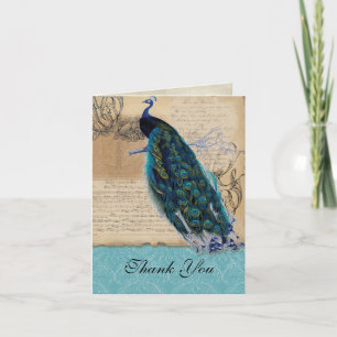 Ancien Peacock Vintage Mariage Merci Notes