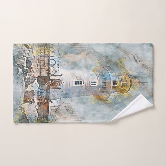 Ancien phare côtier nautique moderne (Serviette à main)