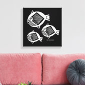 Ancien poisson blanc encre noir toile (Insitu(Salon))