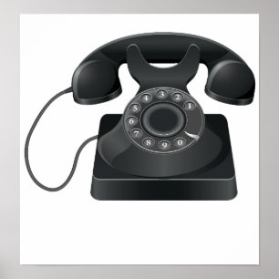 Ancien Poster de téléphone noir