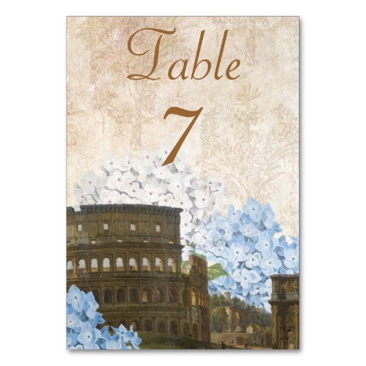 Ancien Rome Blue Hydrangea Carte Numéro de table (Dos)