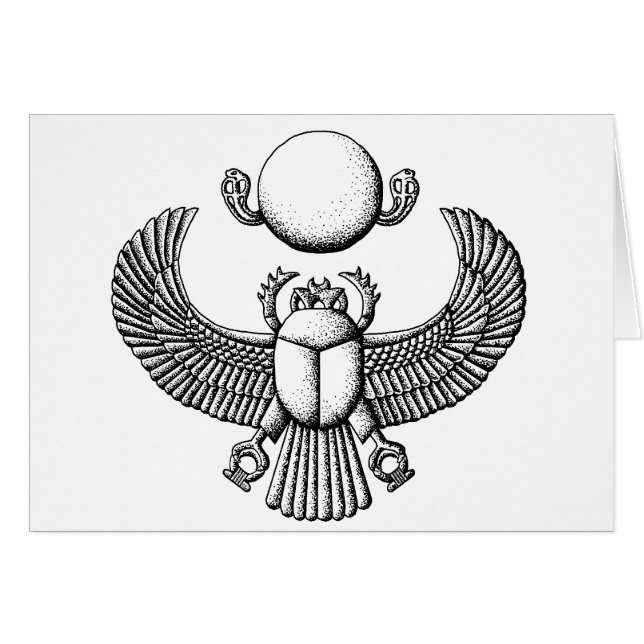 Ancien Scarab égyptien noir et blanc (Devant horizontal)