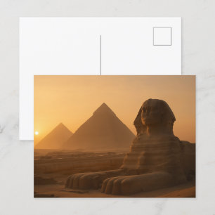 Ancien Sphinx Golden Carte Postale Pyramide Sunset