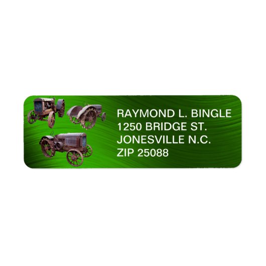 ANCIEN TRACTEUR - ÉTIQUETTE D'ADRESSE DE RETOUR (Devant)