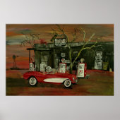 Ancienne affiche convertible Stingray Corvette (Devant)