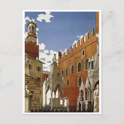 Ancienne Affiche de Voyage Italie Carte Postale (Devant)