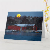 Ancienne cabane à bateaux en bois rouge et carte d (Fleur jaune)