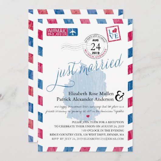 Ancienne carte aérienne de noces Réception après l (Devant / Derrière)