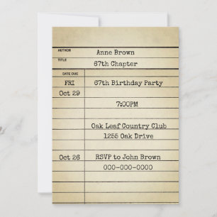 Ancienne carte de bibliothèque 67e fête d'annivers