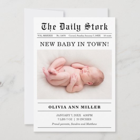 Ancienne carte de Faire-part de naissance style jo (Devant)