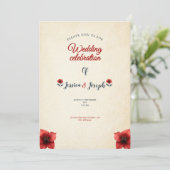 ancienne carte de mariage vintage invitation Roses (Debout devant)