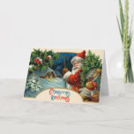 Ancienne carte de Noël<br><div class="desc">Mettez un peu de Noël vintage dans chaque boîte aux lettres. Jolly old St. Nick vient vous souhaiter Noël. Cartes de Noël pour tous. Parfait pour les parents ou grands-parents. Créez une nouvelle tradition familiale en vous rappelant ce que la génération plus âgée faisait à Noël.</div>