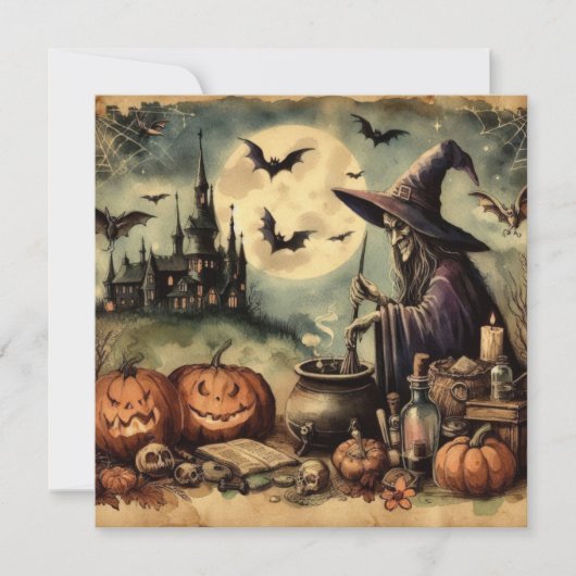 Ancienne carte de voeux Art Halloween (Devant)