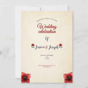 ancienne carte d'invitation de mariage vintage Ros
